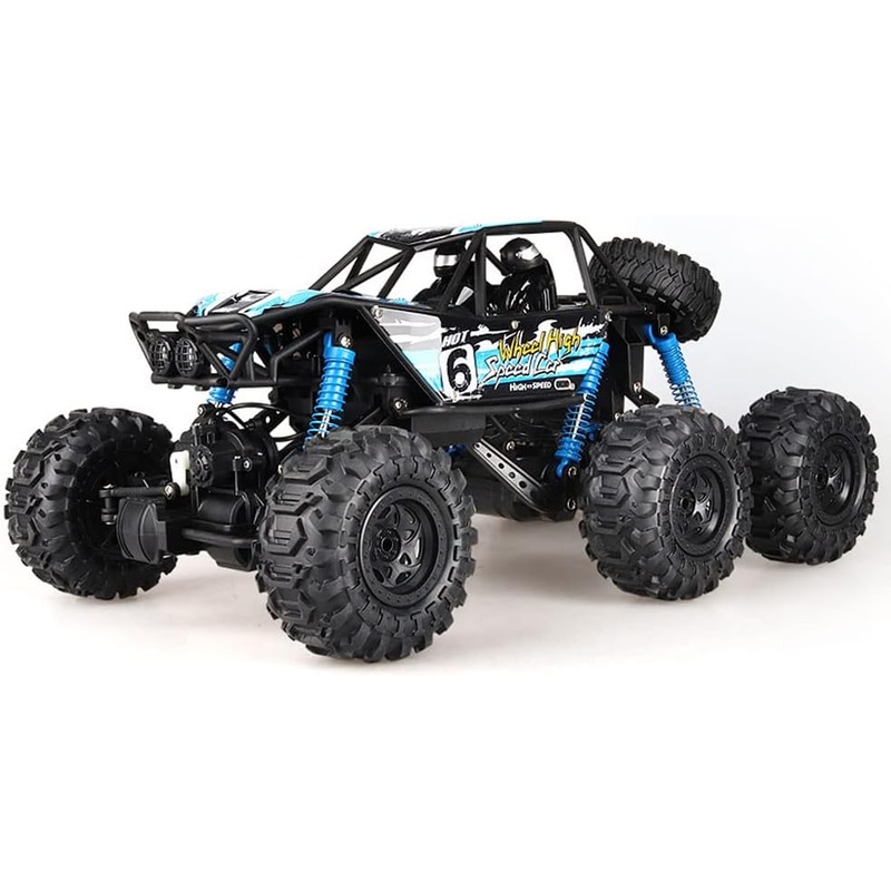 1/8 Scale Large Amphibious RC Cars, 6WD All Terrain Off Road Climbing Remote Control Vehicle, 10Km/H High-Speed Waterproof Toy With Direction Fine-Tuning Blue