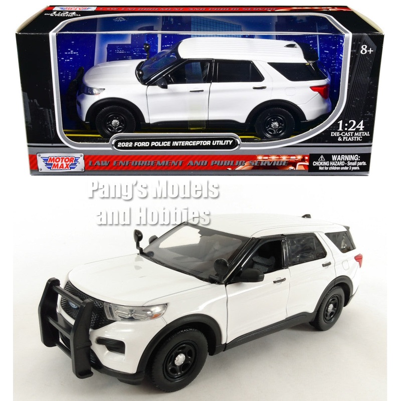 2022 Ford Explorer Police Interceptor SUV - WHITE - 1/24 Scale Diecast Model by Motormax
