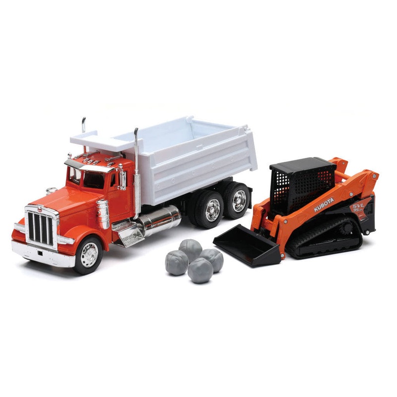 #33383 1/32 Kubota SVL95-2s Compact Track Loader with Peterbilt 389 Dump Truck