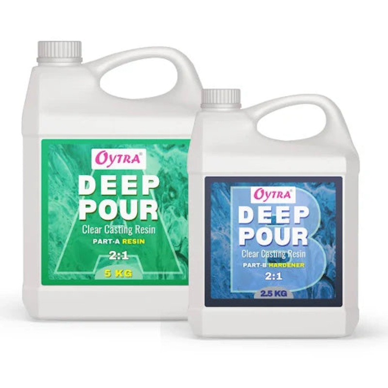 "OYTRA RESIN DEEP POUR CASTING LIQUID HARDENER 7.5 KGS 2 1  RATIO