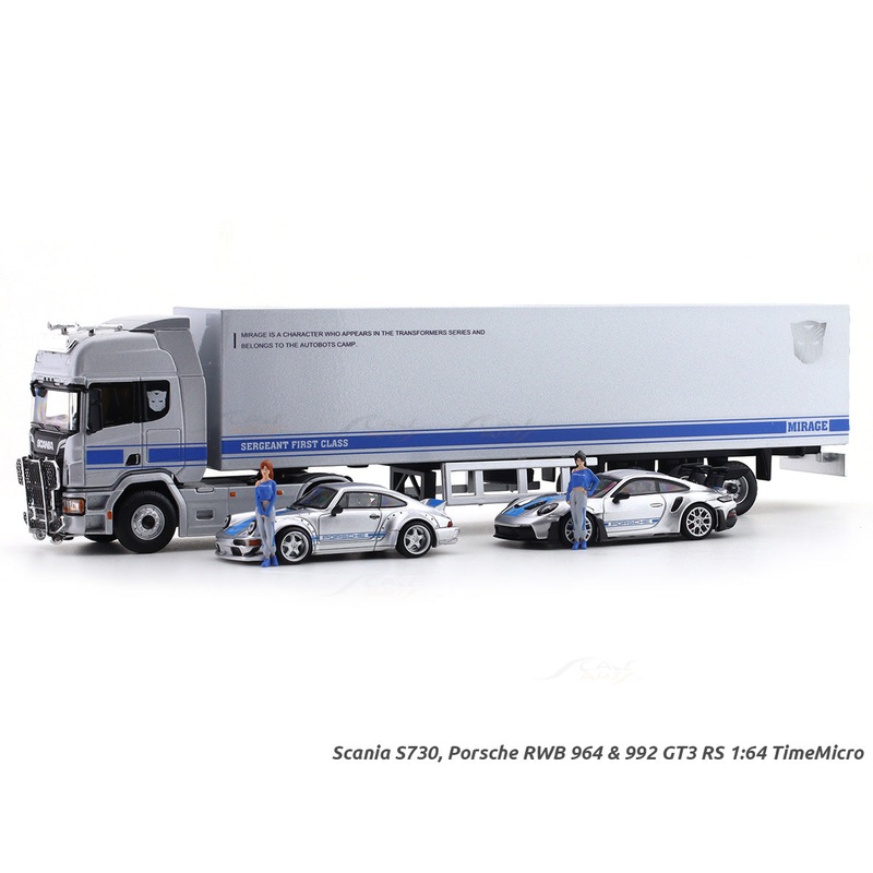 Scania S730 Porsche RWB 964 & 992 GT3 RS 1:64 TimeMicro diecast scale model car miniature car collectible