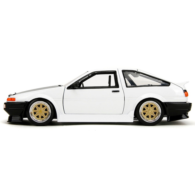 Toyota 1986 Trueno (AE86) RHD (Right Hand Drive) White with Black Hood "JDM Tuners" Series 1/24 Diecast Model Car by Jada
