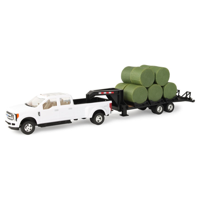 #46631 1/32 Ford F-350 Pickup with Gooseneck Trailer & Round Bales