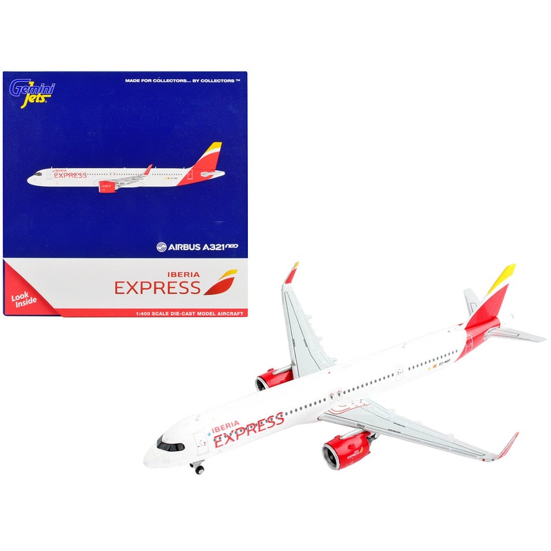 Airbus A321neo Commercial Aircraft "Iberia Express" White with Red Tail 1/400 Diecast Model Airplane by GeminiJets