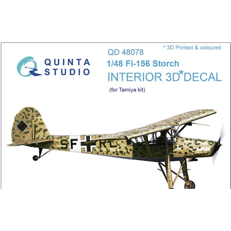 Quinta Studio 48078 1/48 Fi-156 3D-Printed & Colored Interior on Decal Paper (for Tamiya kit)