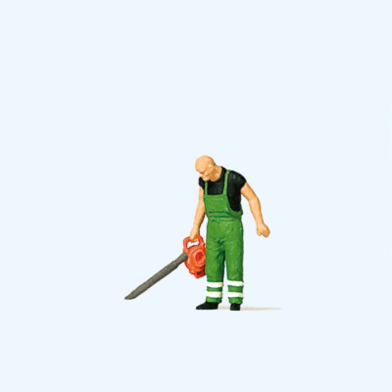 Preiser 1/87 HO Man with Leaf Blower Figure 28188