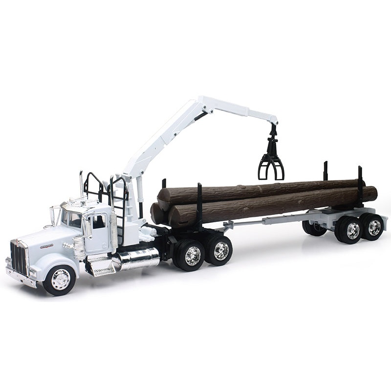 #13743B 1/32 White Kenworth W900 with Log Trailer & Logs