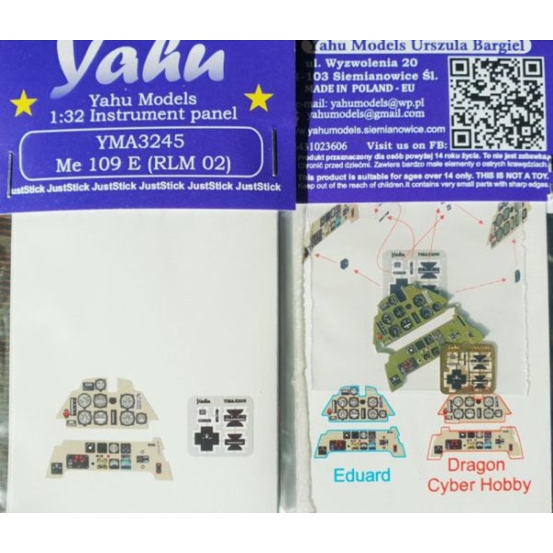 Yahu 1/32 German Bf109E Instrument Panel RLM02 YMA3245