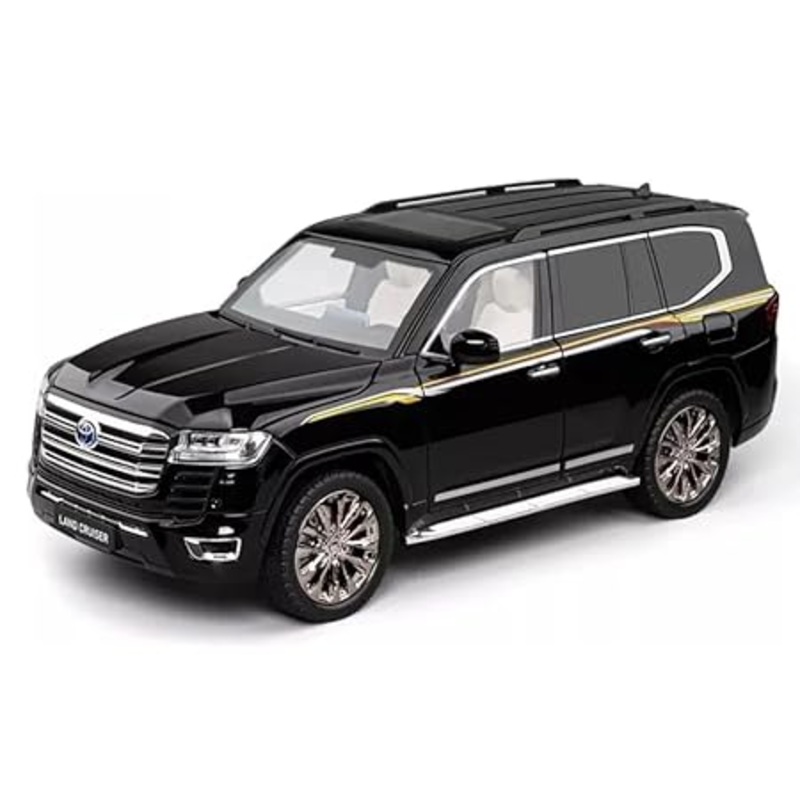 TOYOTA LAND CRUISER 1:18 DIECAST MODEL CZ805 PULL BACK ALLOY CAR WITH OPNABLE DOORS, SOUND & LIGHT
