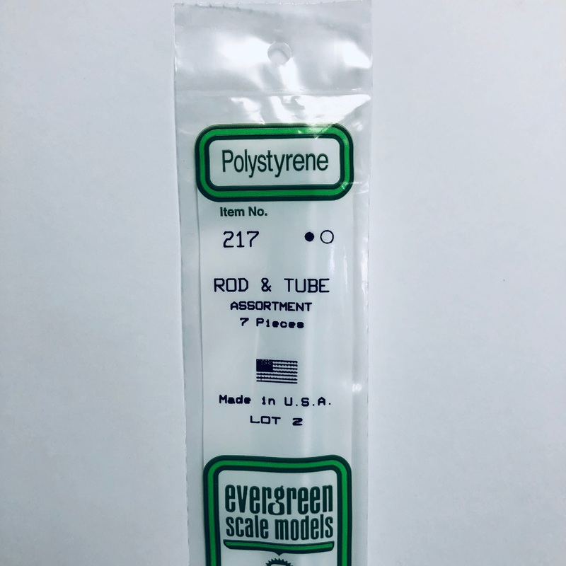Evergreen 217 Styrene Plastic Rod & Tube Assortment 14" (7)