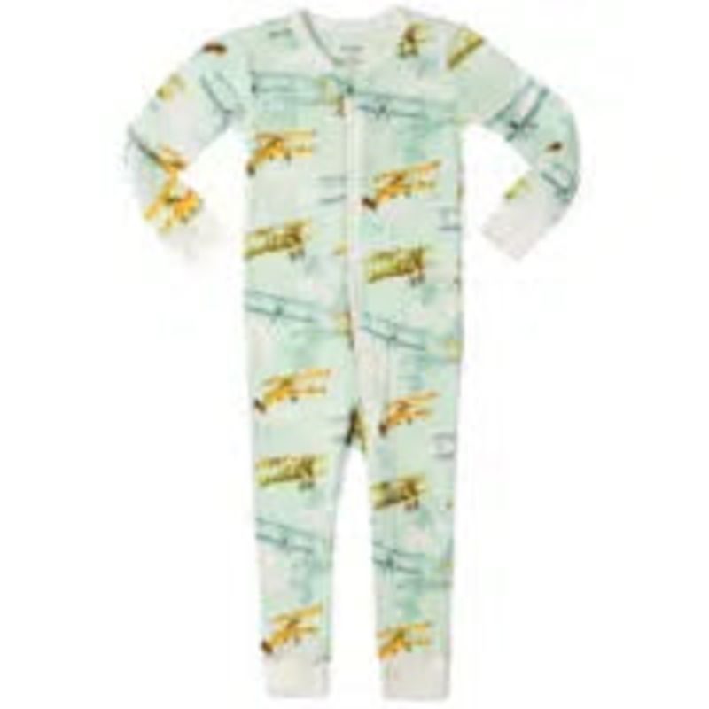 Organic Zip PJ Vintage Planes 12-18M