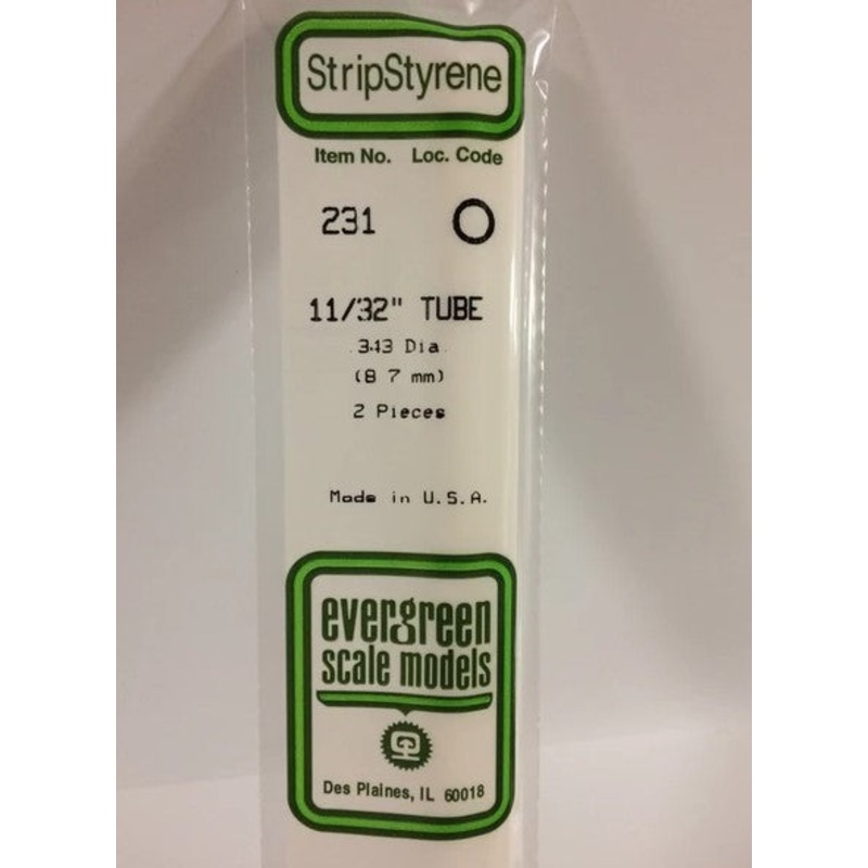 Evergreen 231 .344" (8.7mm) OD Tube (2pcs)