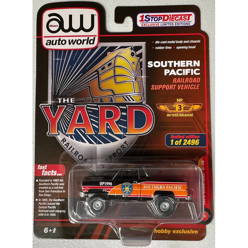 Auto World 1:64 die cast 1973 Chevy C10 Southern Pacific Yard Police