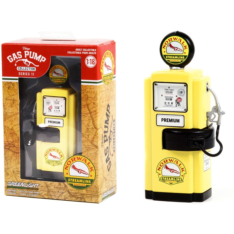 Wayne 1948 100-A Gas Pump "Norwalk Gasoline" Yellow and Black "Vintage Gas Pumps" Series 11 1/18 Diecast Model by Greenlight