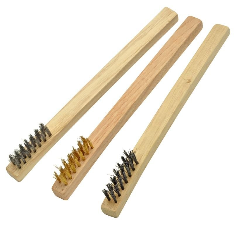 Enkay - 3pc Mini Wire Brush Set, Wood Handles, Carded