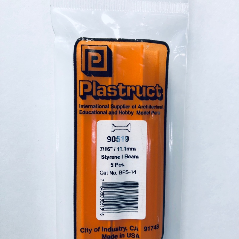 Plastruct 90519 Styrene I Beam 7/16"x 15" (5)