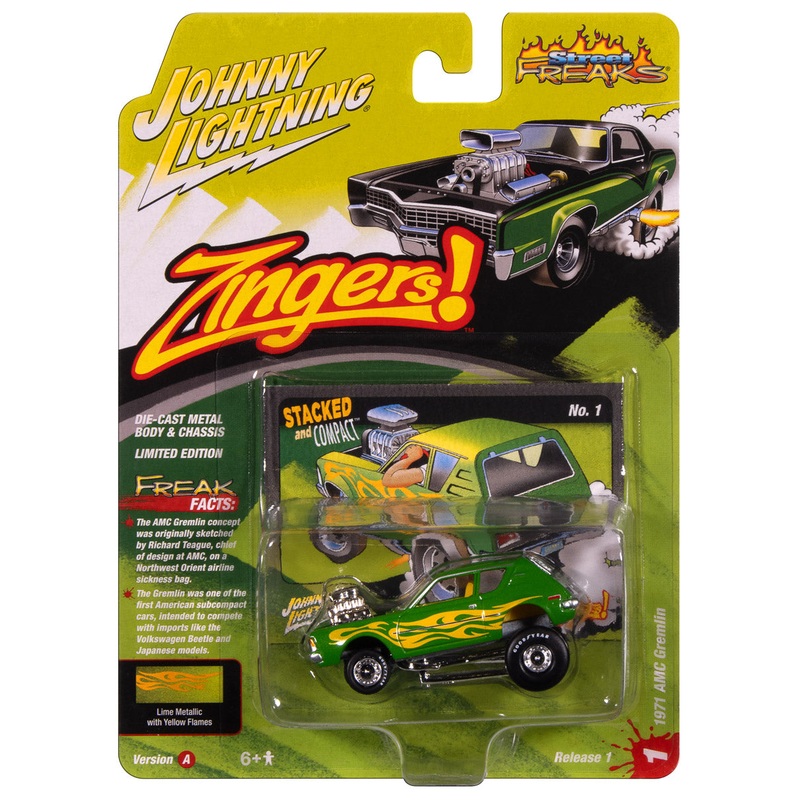 "PRE-ORDER" Johnny Lightning Street Freaks 1971 AMC Gremlin(Zingers) (Metallic Lime Green) 1:64 Scale Diecast (DUE LATE OCTOBER 2025)