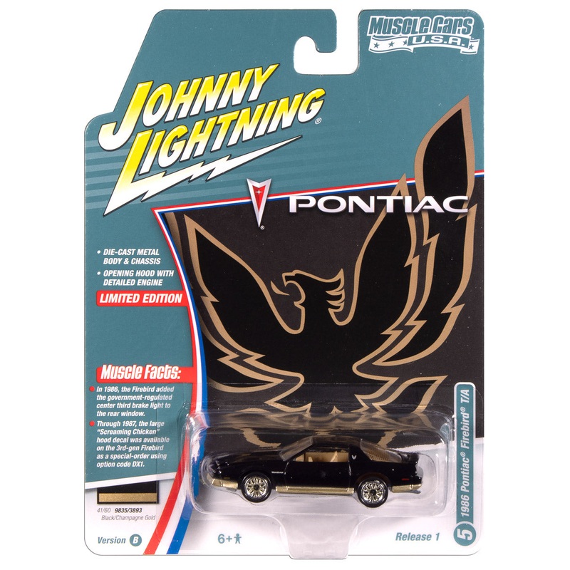 "PRE-ORDER" Johnny Lightning Muscle Cars 1987 Pontiac Trans Am (Gloss Black w/Gold Lower) 1:64 Scale Diecast (DUE NOVEMBER 2025)
