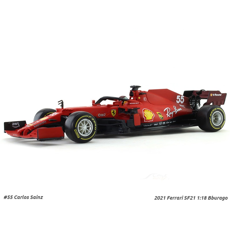 2021 Ferrari SF21 #55 Carlos Sainz 1:18 Bburago diecast scale model car collectible