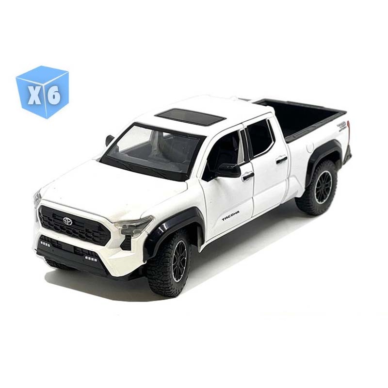 6 PACK 2024 Toyota Tacoma TRD Off-Road Edition  White (Limited Edition) Diecast 1:24 Scale Model - MiJo H08778WH