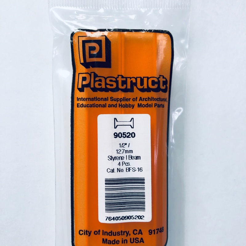 Plastruct 90520 Styrene I Beam 1/2"x 15" (4)