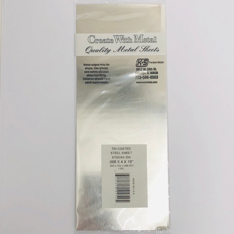 K&S 254 Tin Coated Steel Sheet 0.008"x 4" x 10"