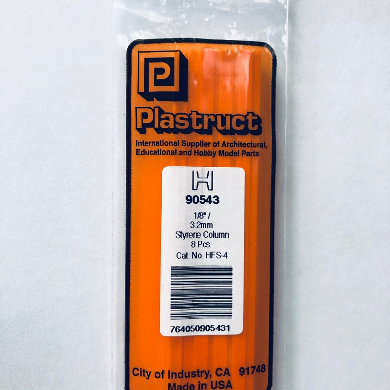 Plastruct 90543 Styrene H Column 1/8"x 15" (8)
