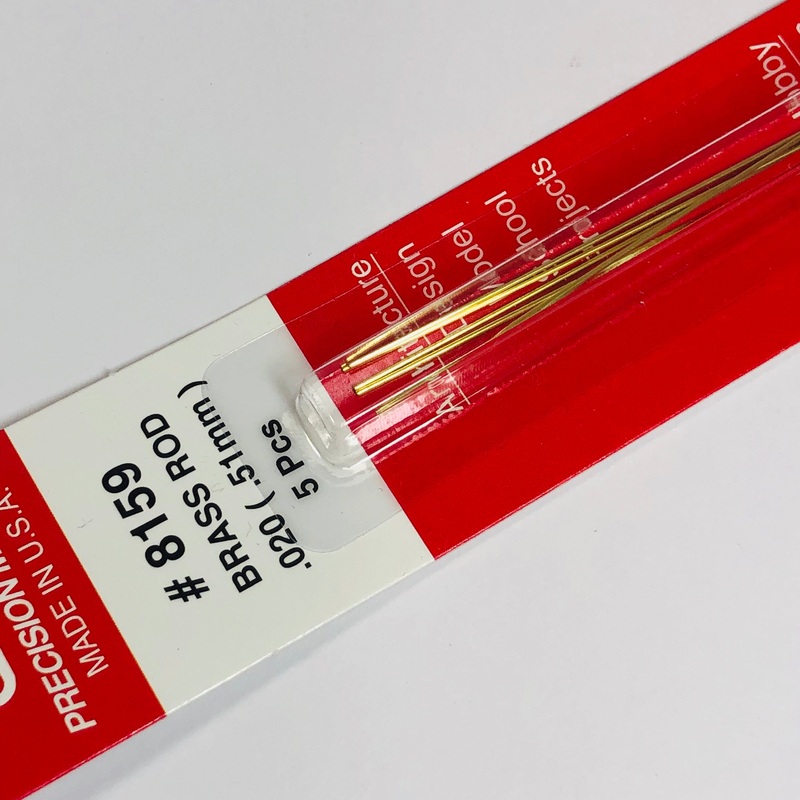 K&S 8159 Solid Brass Rod 0.020" x 12" (5)