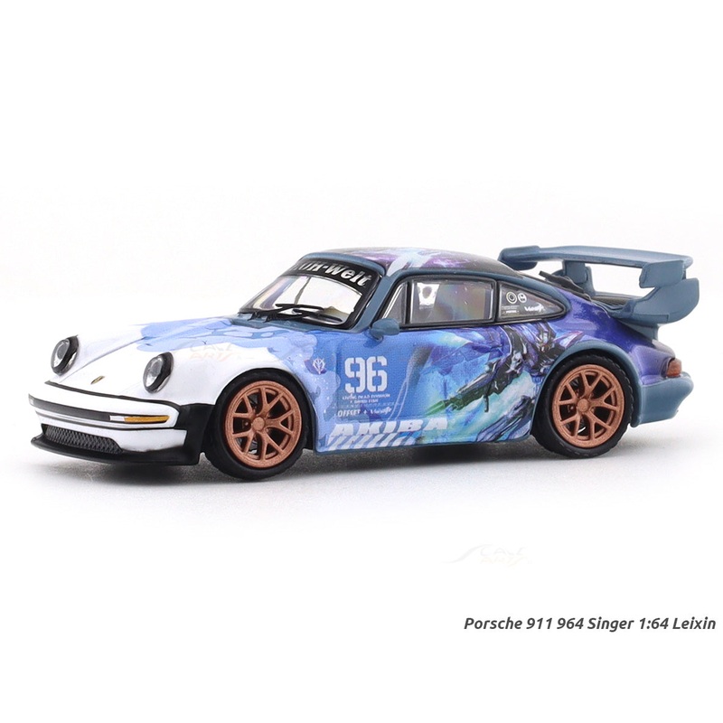 Porsche 911 964 Singer Akiba blue 1:64 Leixin diecast scale model car miniature collectible