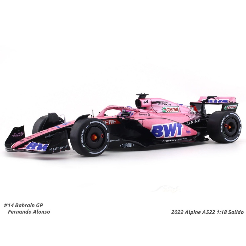 2022 Alpine A522 #14 Fernando Alonso 1:18 Solido diecast Scale Model collectible