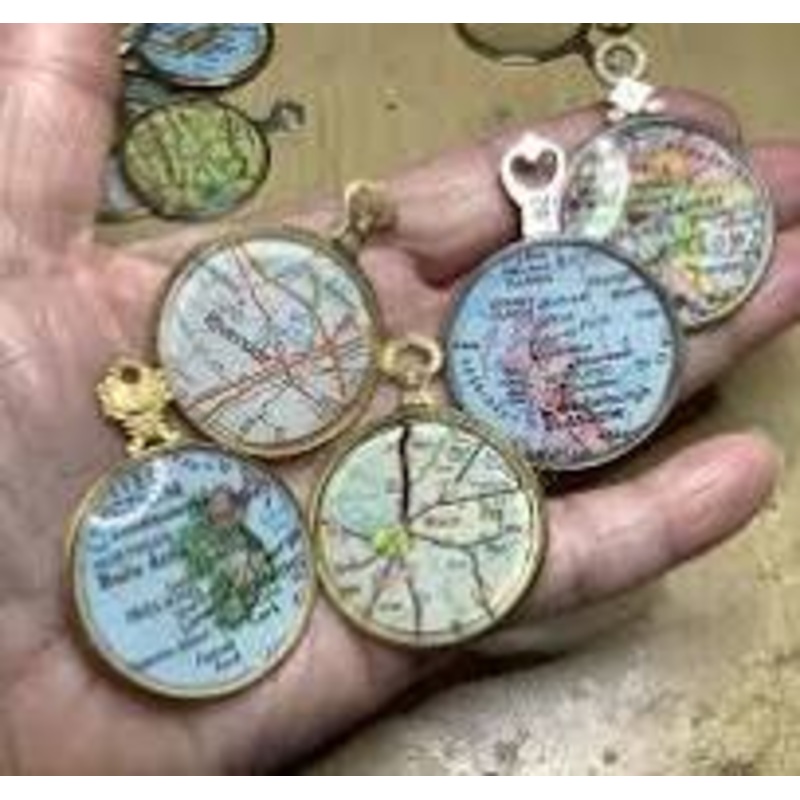 Maptometry-UNIQUE NECKLACES WITH MAPS 26" NECKLACE GOLD/BLACK LOS ANGELES