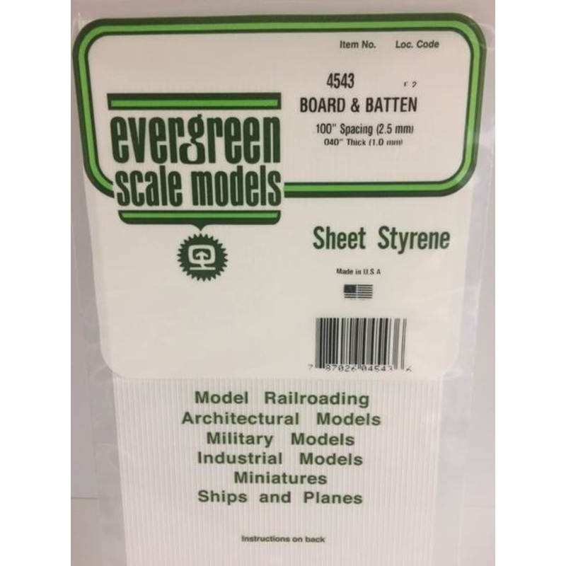 Evergreen 4543 .100" Spacing Board and Battern Siding