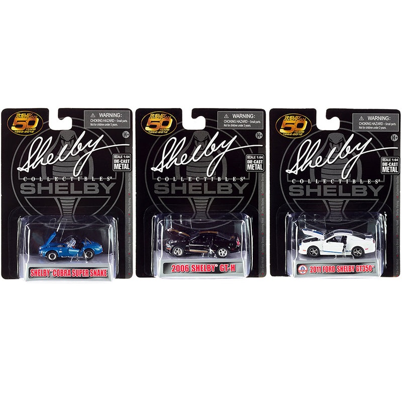 "Carroll Shelby 50th Anniversary" 3 piece Set 2022 Release 1/64 Diecast Model Cars by Shelby Collectibles