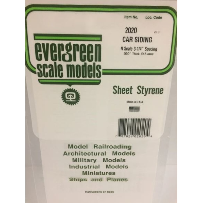 Evergreen 2020 .020" Passenger Car Siding