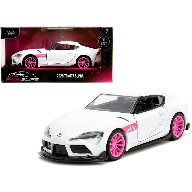 Toyota 2020 Supra White Metallic with Pink Wheels "Pink Slips" Series 1/32 Diecast Model Car by Jada
