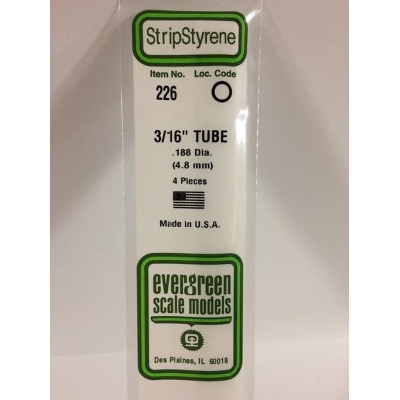 Evergreen 226 .187" / 4.7mm OD Tube (4pcs)