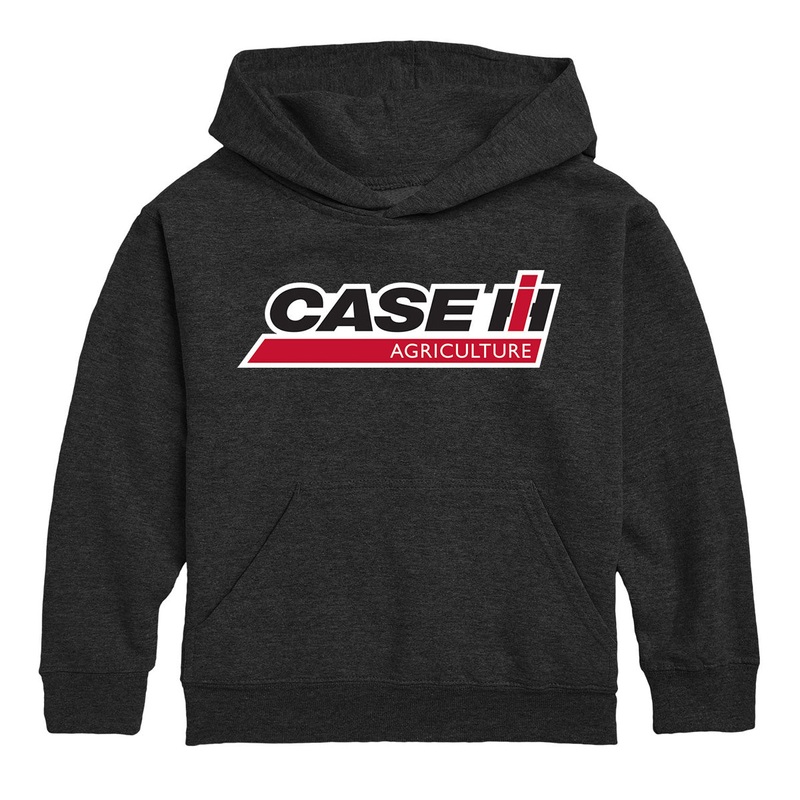 Youth CASE IH Agriculture logo Heather Charcoal Fleece Hooded Sweatshirt Large