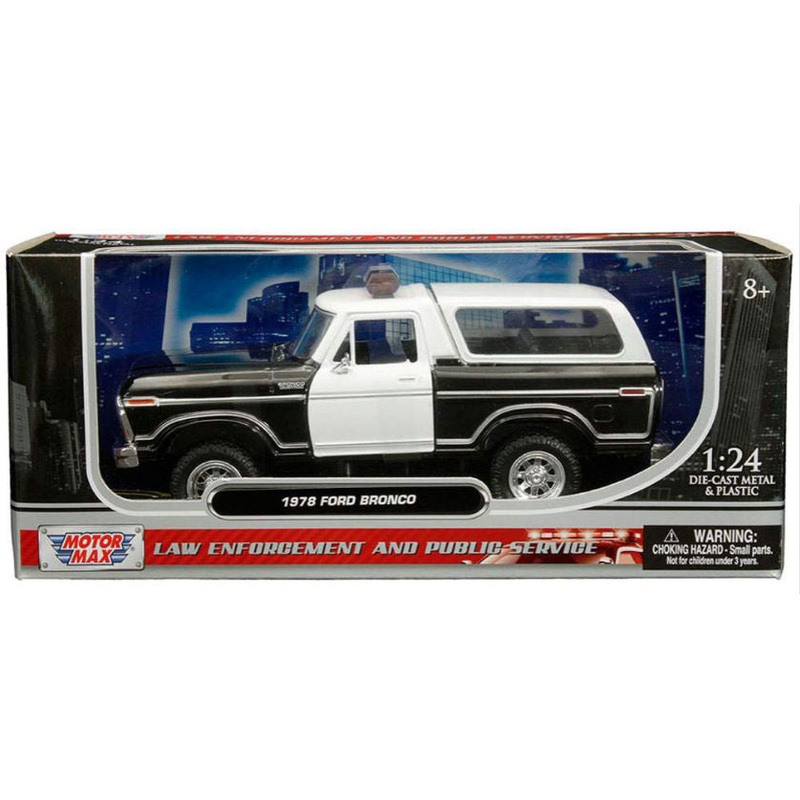 #76983BK 1/24 Black 1978 Ford Bronco Custom with Light Bar