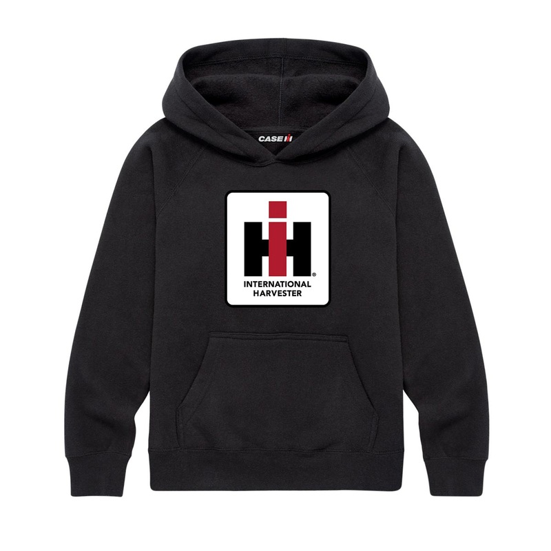 YOUTH IH Logo Black Raglan Hooded Sweatshirt Large