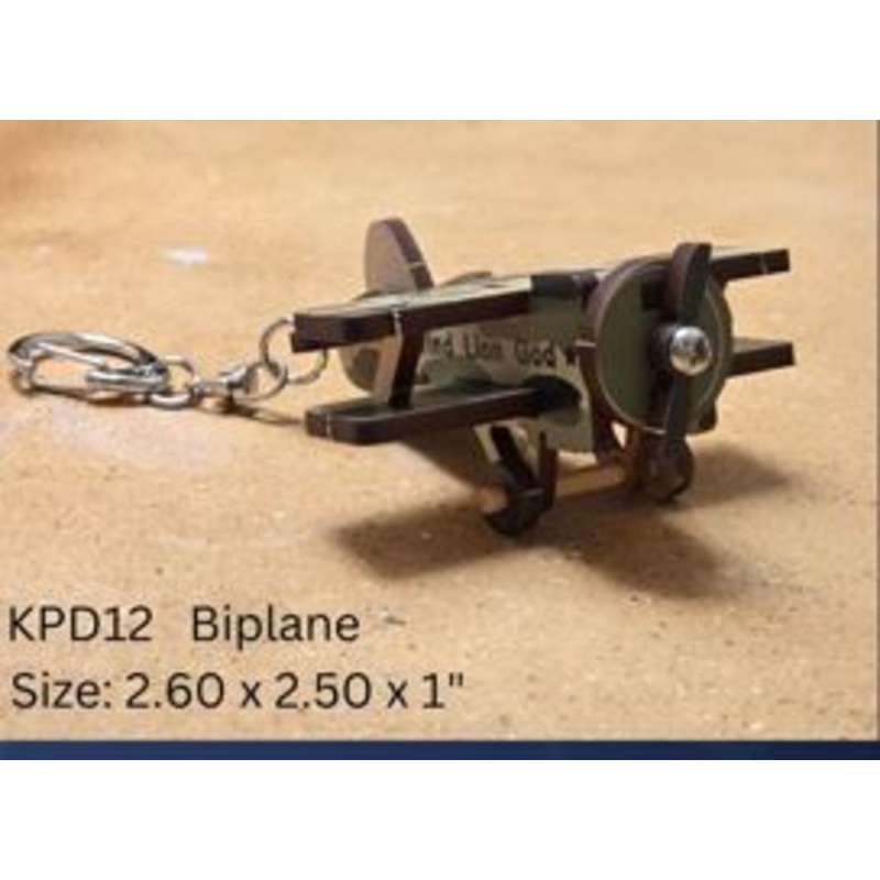 BIPLANE DIECUT WOOD FOR BACK PACK or KEYCHAIN
