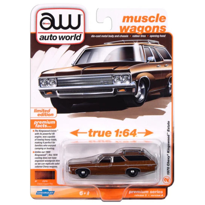 Auto World 1:64 die cast 1970 Chevy Kingswood Estate Wagon