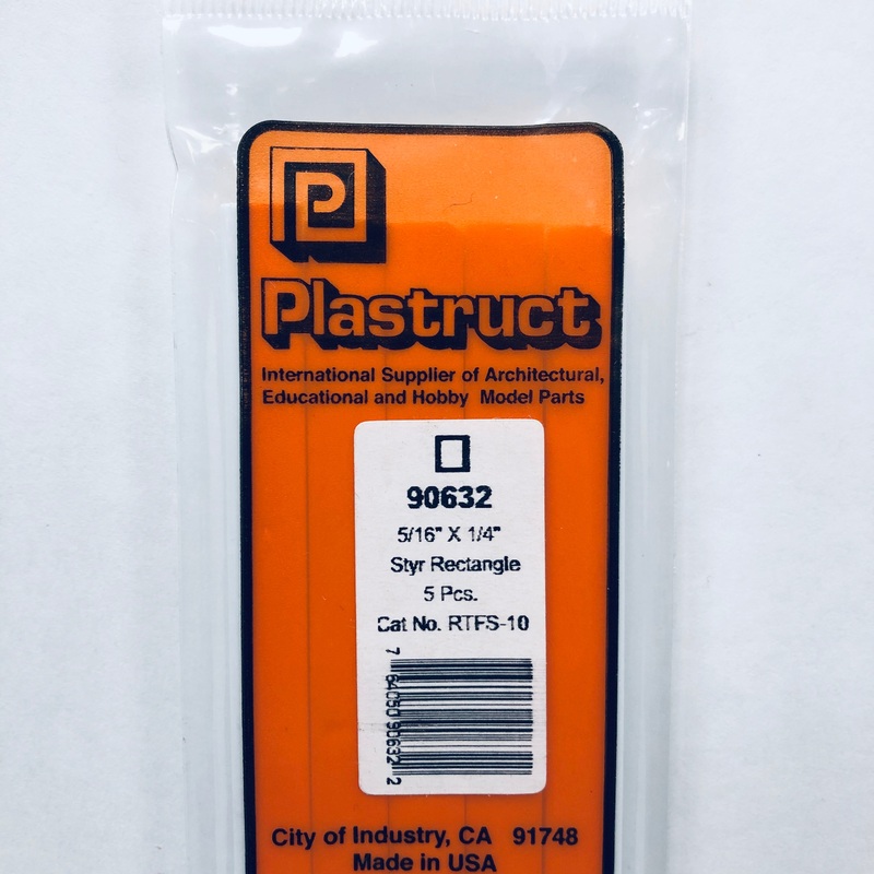 Plastruct 90632 Styrene Rectangle Tube 5/16"x 1/4"x 15" (5)