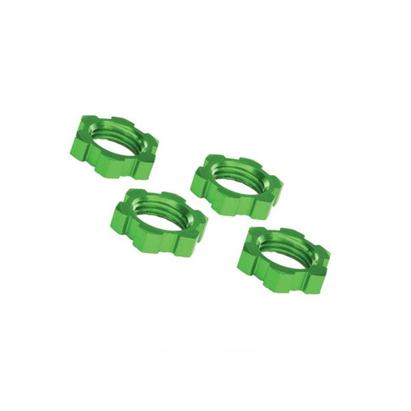 Traxxas  Wheel nuts, splined, 17mm, serrated (green-anodized) (4) (7758g)