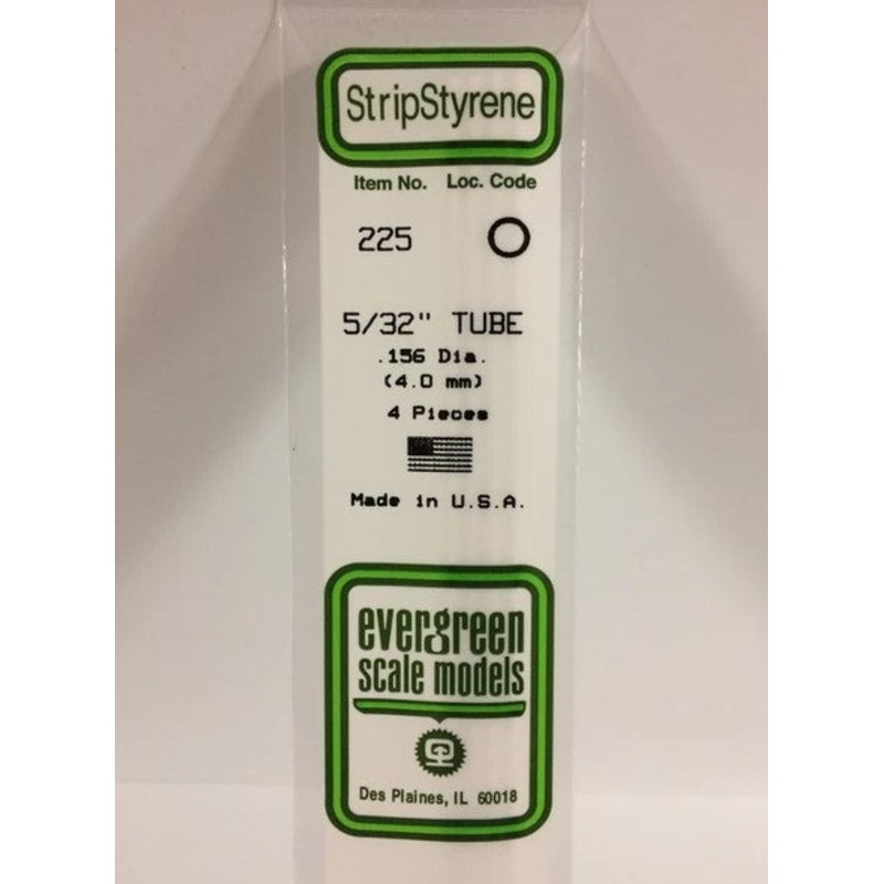 Evergreen 225 .156" / 4.0mm OD Tube (4pcs)