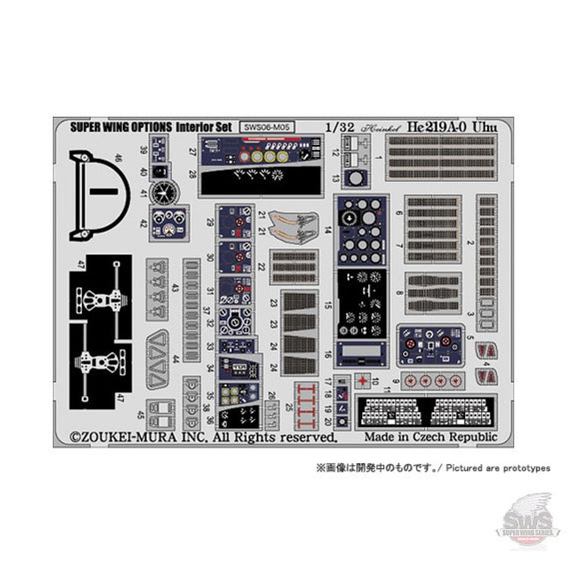 Zoukei-Mura 1/32 German He219 Uhu Interior Photoetch Detail Set SWS06-M06