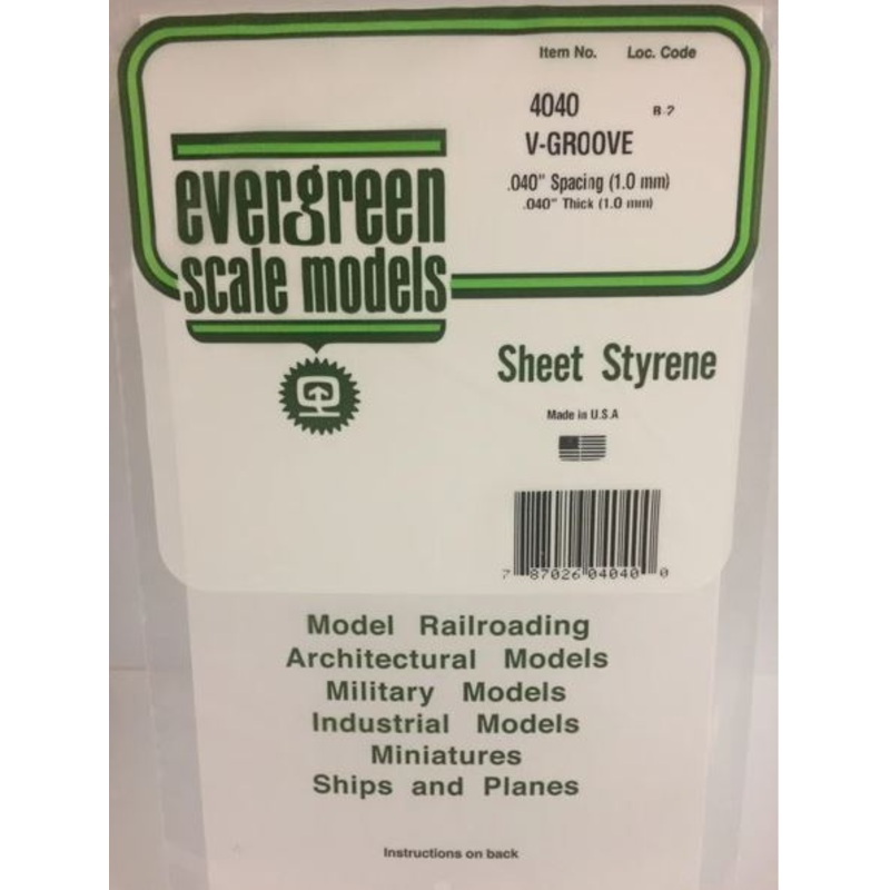 Evergreen 4040 .040" Spacing Vgroove Sheet