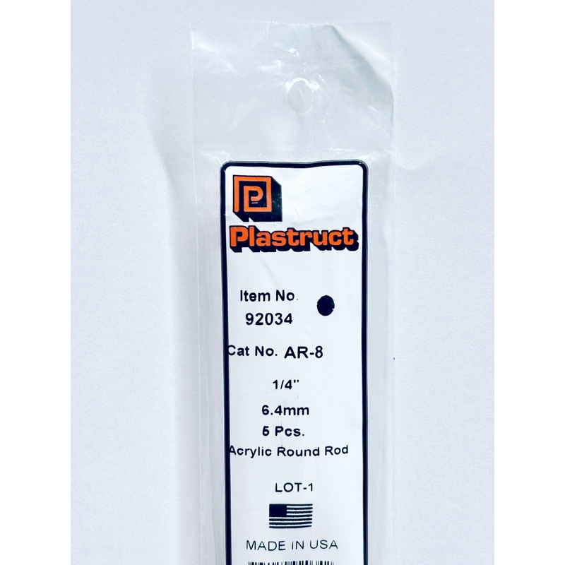 Plastruct 92034 Clear Acrylic Rod 1/4"x 18" (5)