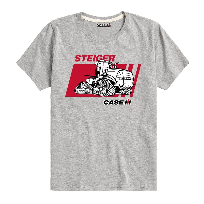 Youth Case IH Steiger Quadtrac Heather Gray Short Sleeve T-Shirt Large
