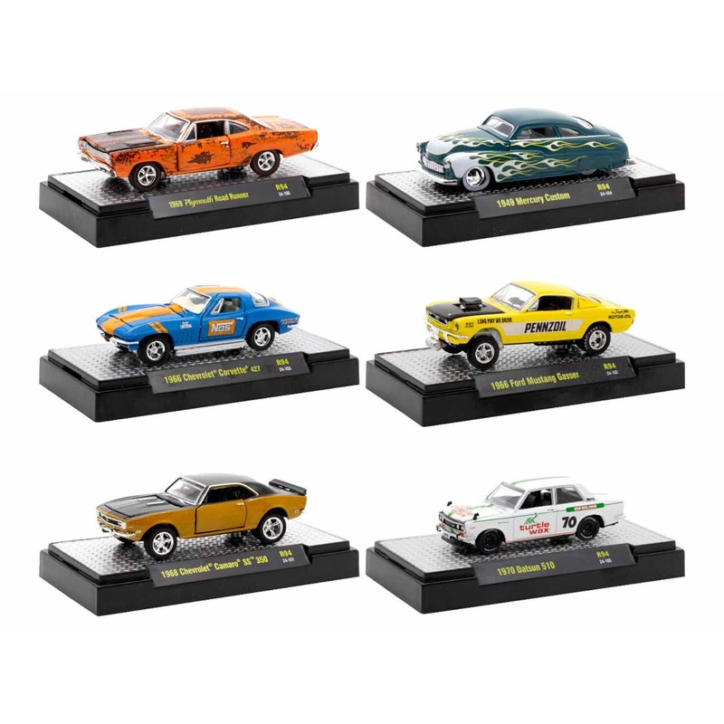 "Auto-Thentics" 6 piece Set Release 94 IN DISPLAY CASES Limited Edition 1/64 Diecast Model Cars by M2 Machines