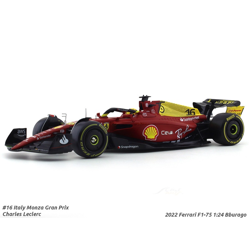 2022 Ferrari F1-75 #16 Charles Leclerc 1:24 Bburago Formula One scale model car